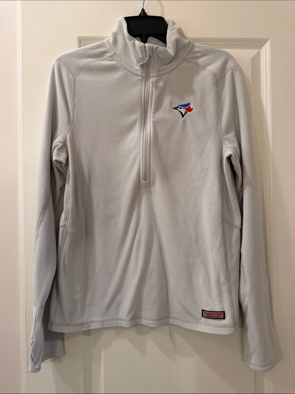 Women's Toronto Blue Jays Vineyard Vines Gray Performance Grid 1/2 Zip Pullover
